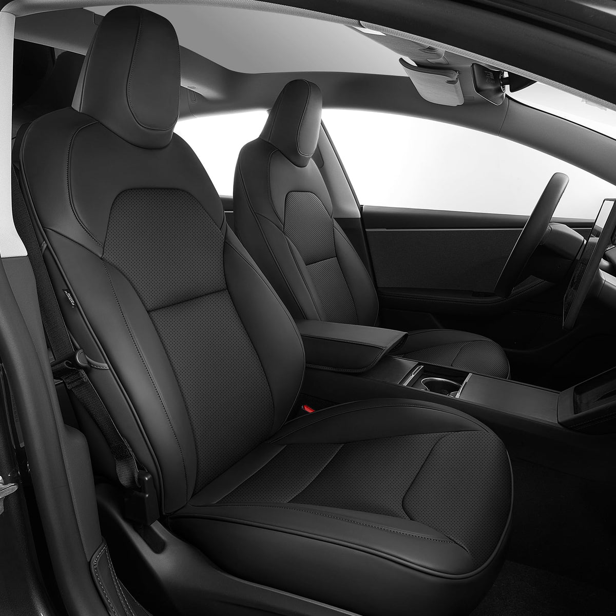 AOMSAZTO vehicle seat cover - Black full set for Tesla Model 3 2024 2025 (not for performance) with armrest cover