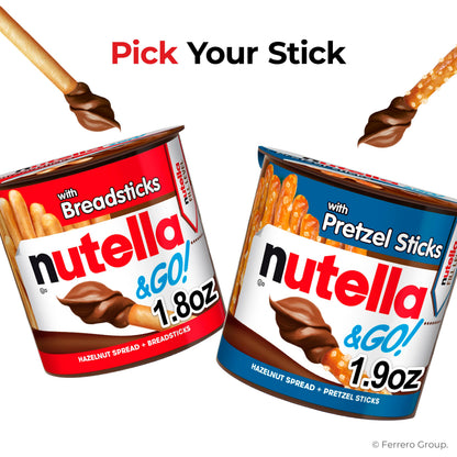 Nutella & GO! chocolate hazelnut spread with breadsticks, 24 snack packs 1.8 oz each