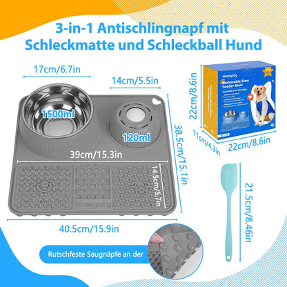 Homgaty pet feeder — 3-in-1 lick bowl with anti-slip design and rolling ball