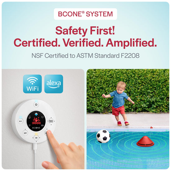 BCONE pool alarm by Lifebuoy | ASTM certified with app alerts and voice control