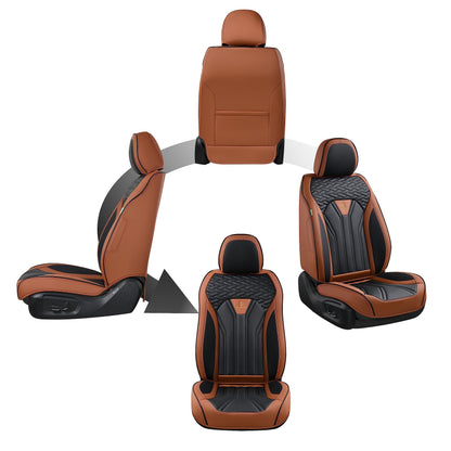 FLORICH vehicle seat covers - waterproof leather in brown and black, 2 pack