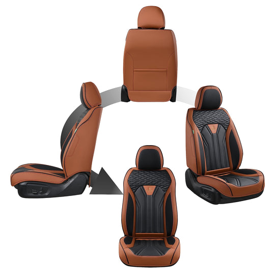 FLORICH vehicle seat covers - waterproof leather in brown and black, 2 pack
