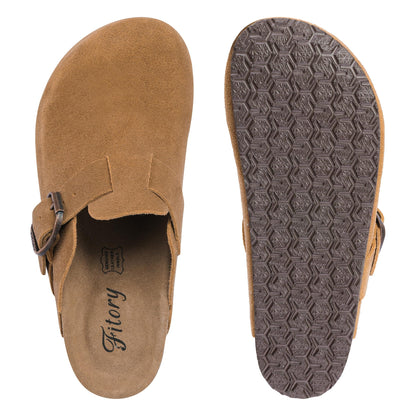 FITORY womens clogs — leather mules with cork footbed size 6-11