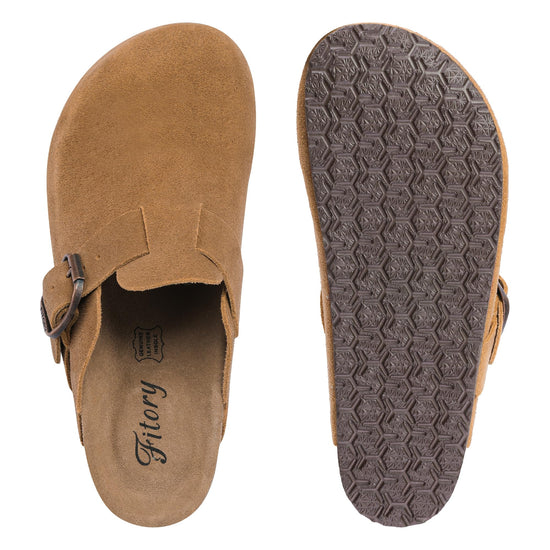 FITORY womens clogs — leather mules with cork footbed size 6-11