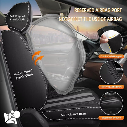 AOMSAZTO vehicle seat cover — leather front seat cushions for Acura RDX 2008-2026 in black and gray