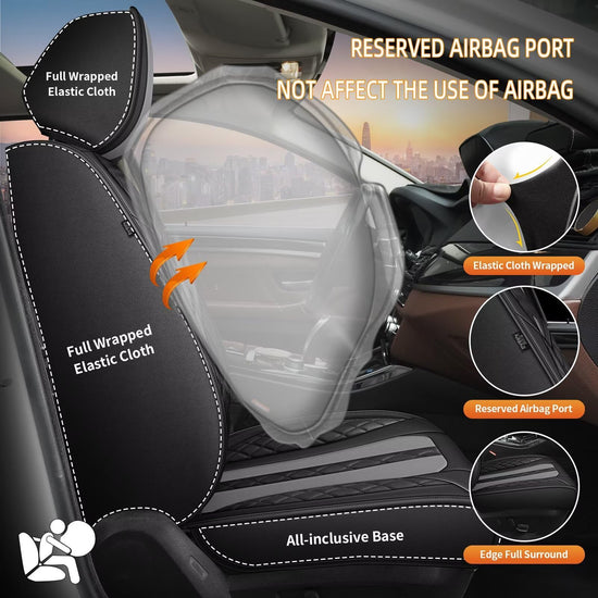 AOMSAZTO vehicle seat cover — leather front seat cushions for Acura RDX 2008-2026 in black and gray