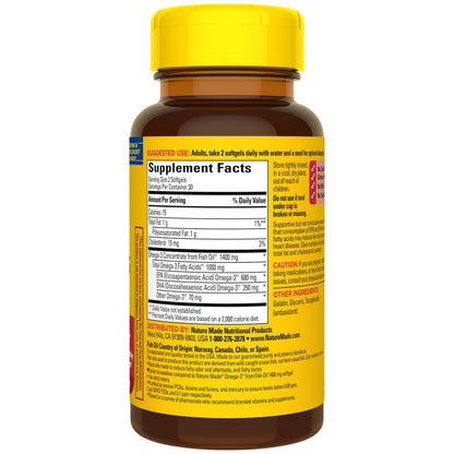 Nature Made fish oil omega 3 supplements - Extra strength burp less formula 60 softgels 30 day supply