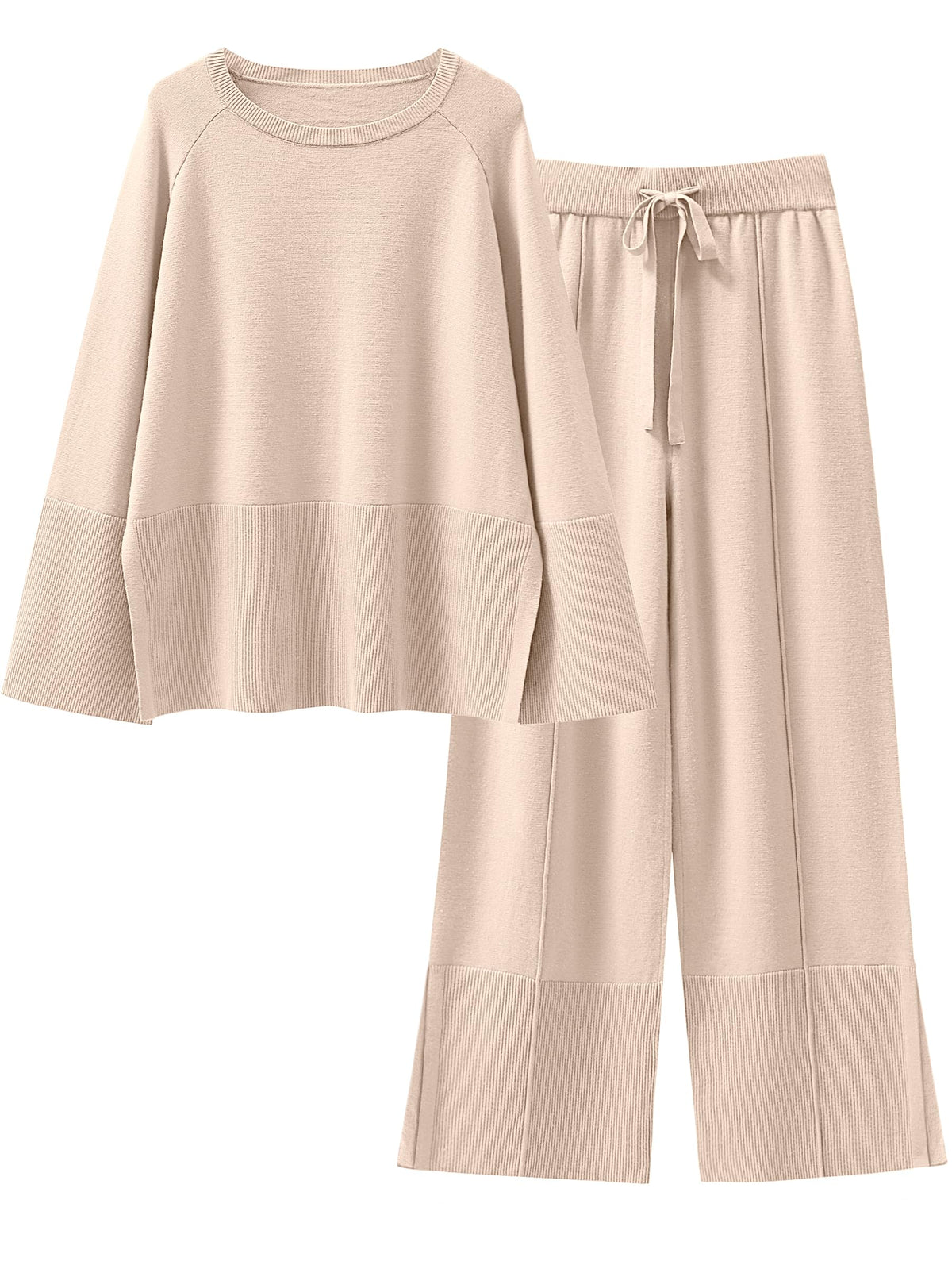 Coordinated outfit — Oversized knit sweater and wide leg pant set by ANRABESS