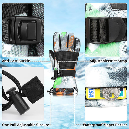 Odtmger ski gloves — waterproof and breathable design for men, women, boys and girls