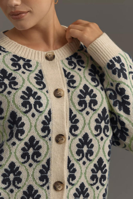 MINSURE women floral cardigan sweater - Open front long sleeve button down design