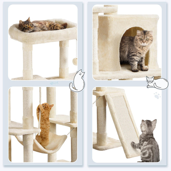 Pet activity structure — Large multi-level design with scratching posts and hammock