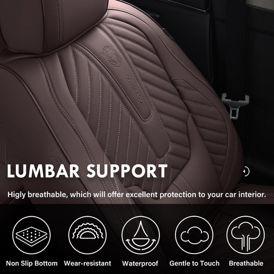 Coverado vehicle seat cover — Faux leather waterproof design with lumbar support