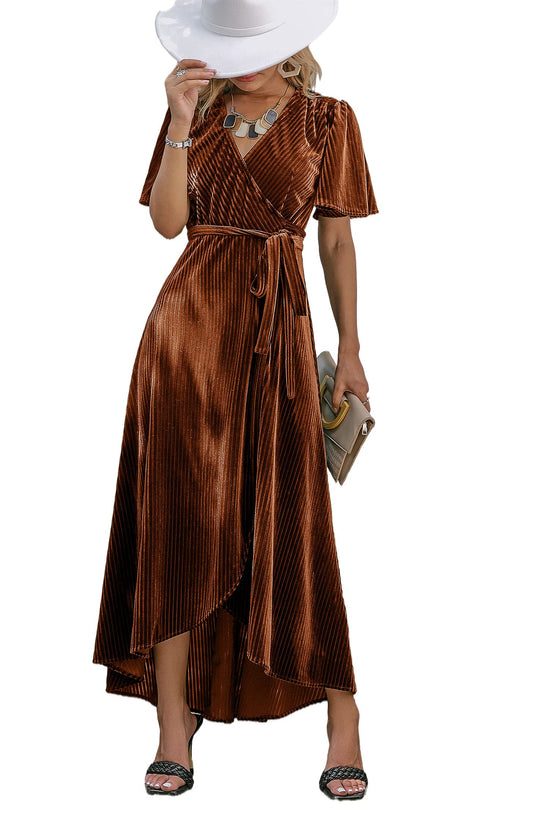 BerryGo women's velvet v neck wrap dress for cocktail party and weddings