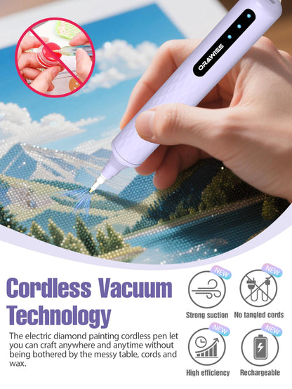 Orawiss electric diamond painting pen — cordless and rechargeable design in purple