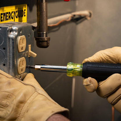 Klein Tools 11-in-1 screwdriver with cushion grip handle and bits set