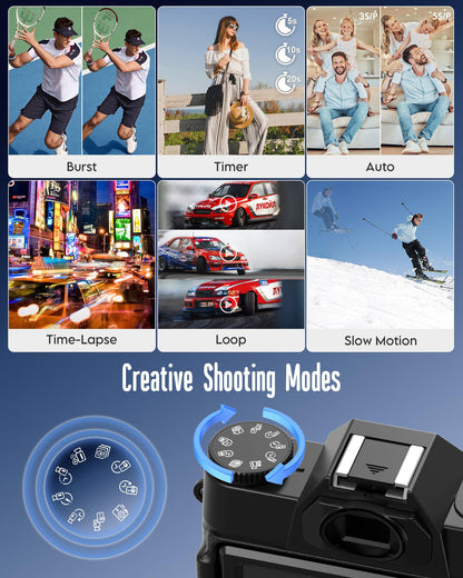 Yatao 6K WiFi Flip Screen Digital Camera, Mic & Fill Light for Photography