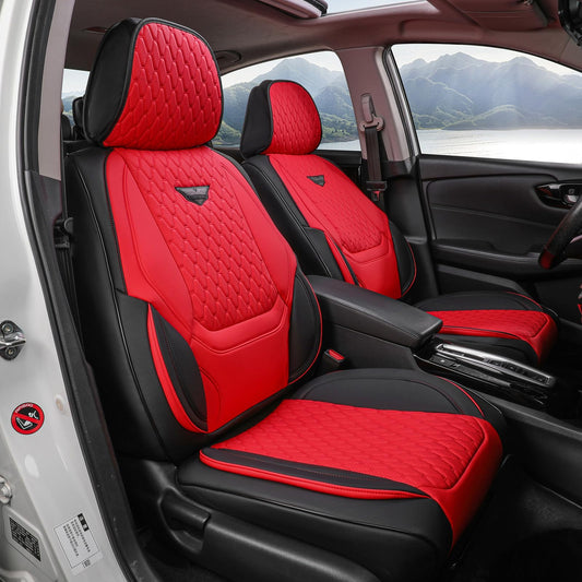 Custaura vehicle seat cover — waterproof leather in black and red