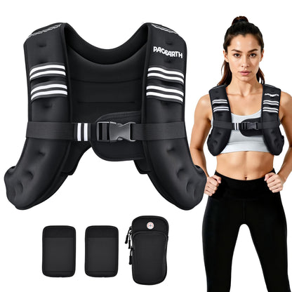 PACEARTH weighted vest — multiple weight options with reflective stripe for workouts