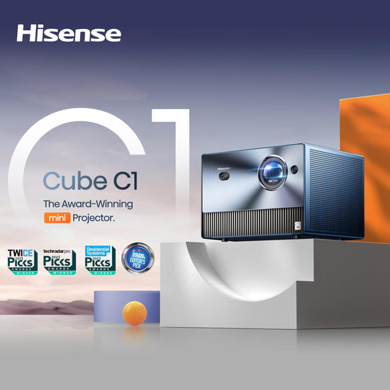 Hisense Laser Projector — 4K Ultra HD resolution and smart features. 79 characters.