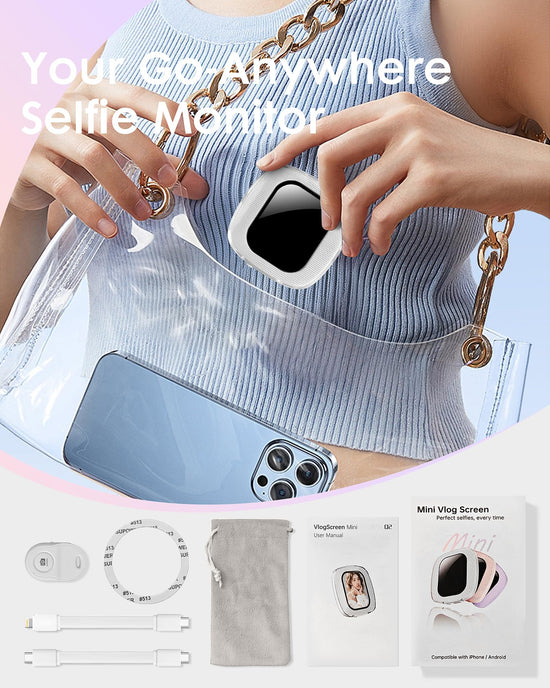 Yatao Mini Selfie Monitor Screen for iPhone, Plug & Play with Mirror
