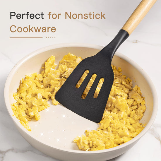 Food spatula — 39 piece silicone cooking utensils set with wooden handle by Astercook