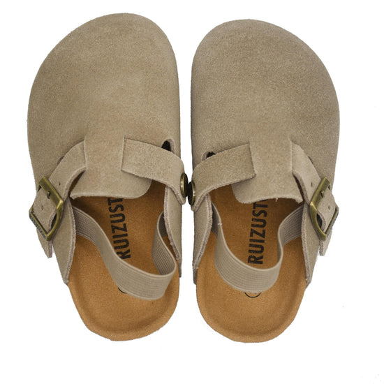 Kids suede clogs — Adjustable buckle mules for toddlers in black