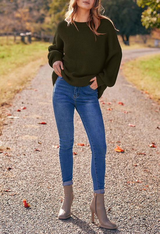PRETTYGARDEN Womens Sweaters Spring 2026 Oversized Chunky Knitted Pullover Sweater Casual Long Sleeve Crewneck Cute Sweaters