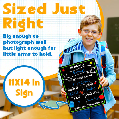 Writing board — Reusable first day of school chalkboard sign 14 x 11 in double sized