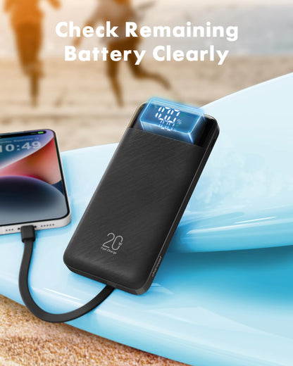 Charmast power bank — 20000mAh with built-in cables and fast charging