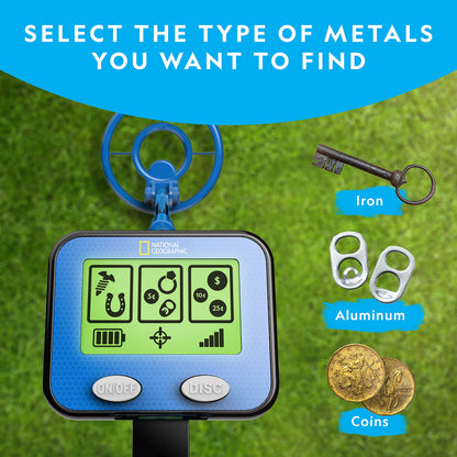 NATIONAL GEOGRAPHIC metal detector — waterproof coil with pinpoint function and LCD display