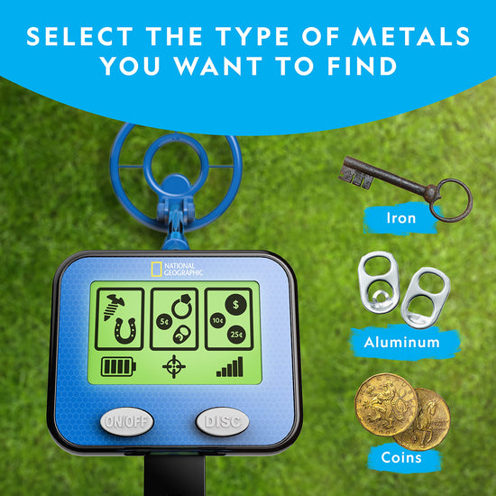 NATIONAL GEOGRAPHIC metal detector — waterproof coil with pinpoint function and LCD display