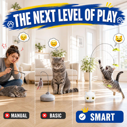 Interactive cat toy — Automatic flying bird with suction base and USB recharge