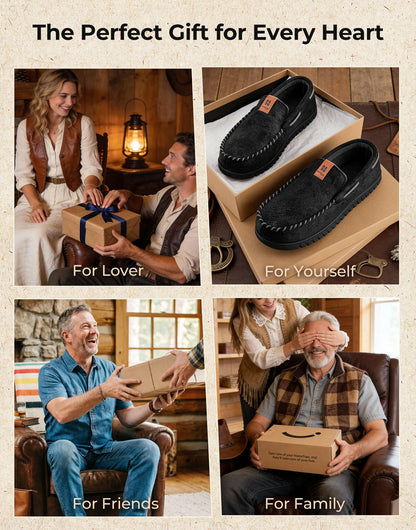 HomeTop men's suede moccasin slippers - memory foam and warm lining.