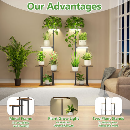 Item stand — 2 pack metal plant shelf with grow light for indoor use