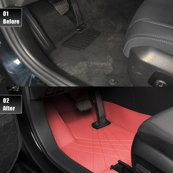 EKR vehicle mat — Custom leather seat cover in burgundy for RAV4 2019-2024