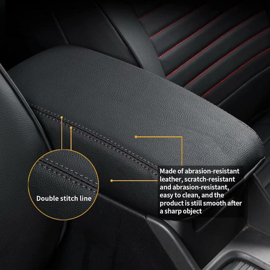 AOMSAZTO console covers — Leather black with black stitches for Mazda CX5 2017-2022