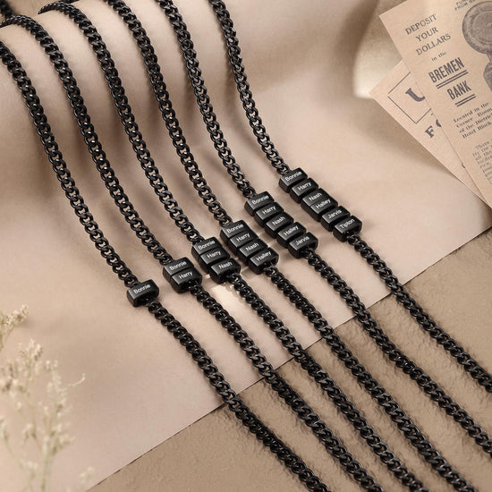 Ksopieah Custom Name Necklace for Men - Personalized Stainless Steel Dad Necklace with Names Fathers Day Christmas gift for Dad Husband Son (3 NAMES)