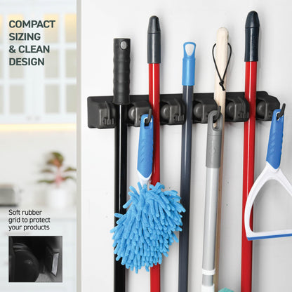 HOME IT storage rack — 5 slots and 6 hooks for efficient organization