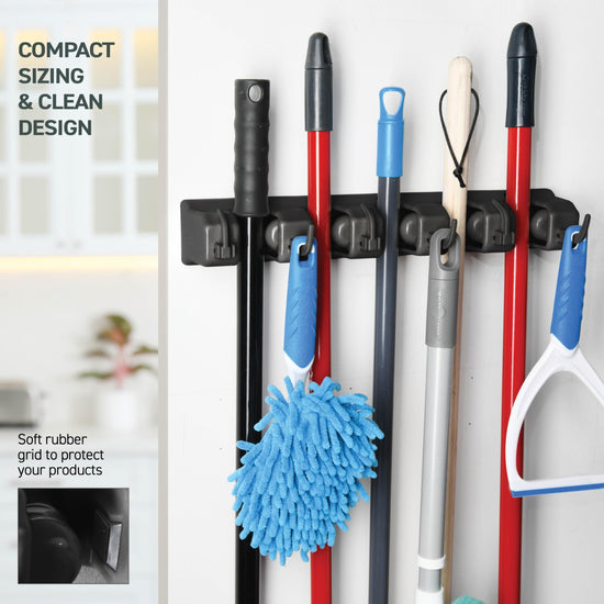 HOME IT storage rack — 5 slots and 6 hooks for efficient organization