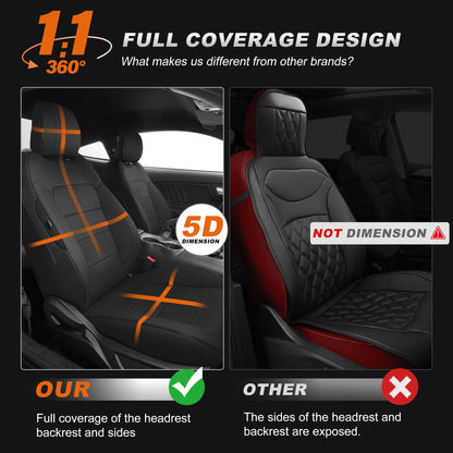 AOMSAZTO vehicle seat cover - Custom fit faux leather black for Ford Mustang 2015-2026