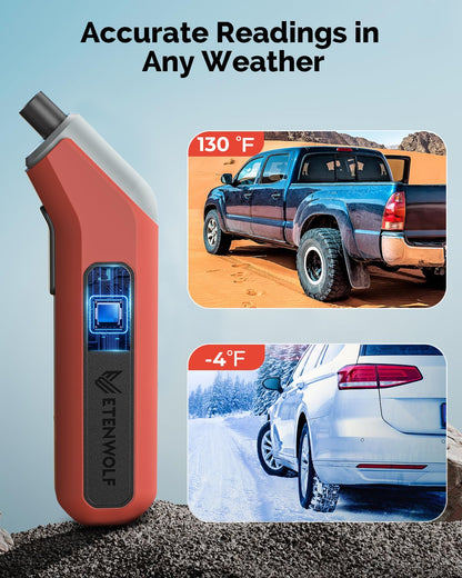 ETENWOLF digital tire pressure gauge - calibrated to ANSI B40.7 Grade 2A with replaceable batteries