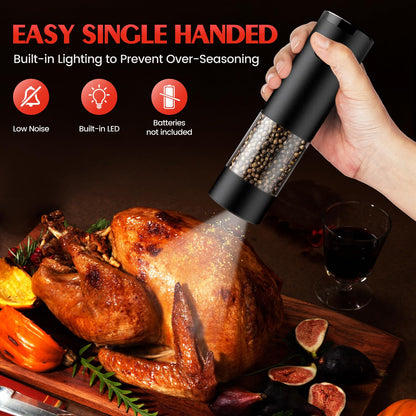 Seasoning mill — Electric salt and pepper grinder set with adjustable coarseness