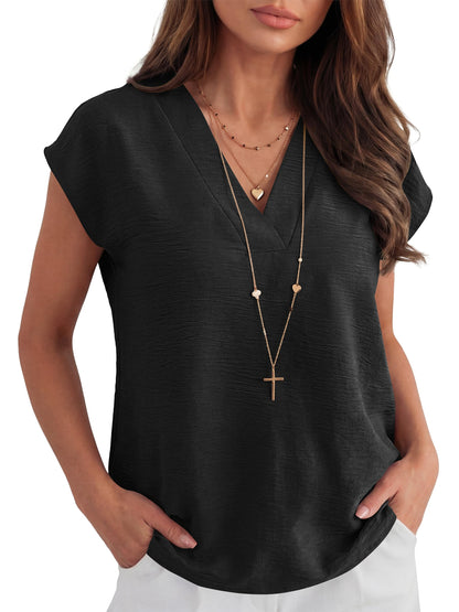Shirt — Cap sleeve v neck design for business or casual wear