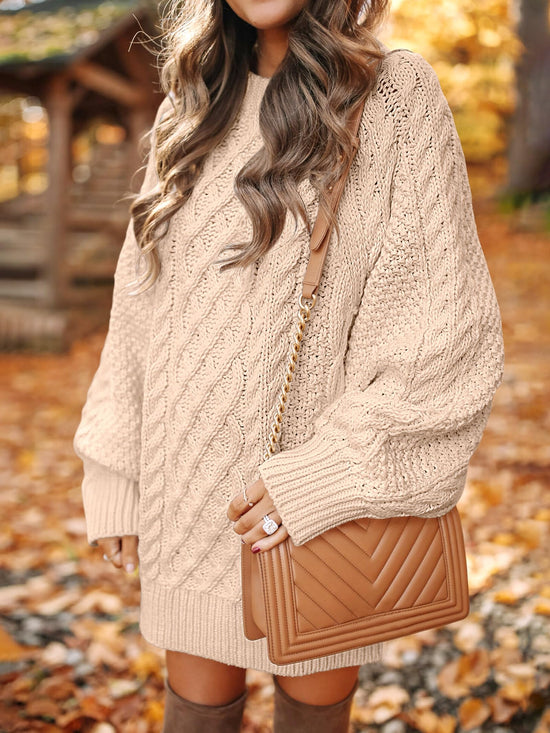 ANRABESS sweater dress — oversized cable knit with long sleeves