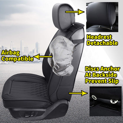 Aierxuan vehicle seat covers - universal fit with waterproof leather in black