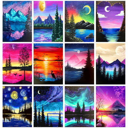TINY FUN 12 pack diamond painting kits - 5D art kit for beginners with round diamonds