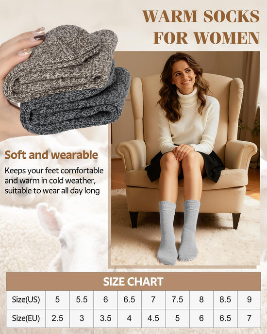 YSense womens wool socks — warm crew socks for hiking and winter wear