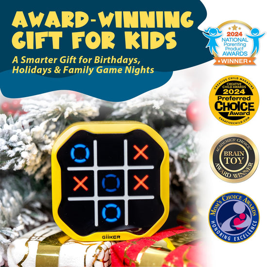 GiiKER Tic Tac Toe Bolt Game — 3-in-1 handheld travel game for kids and adults