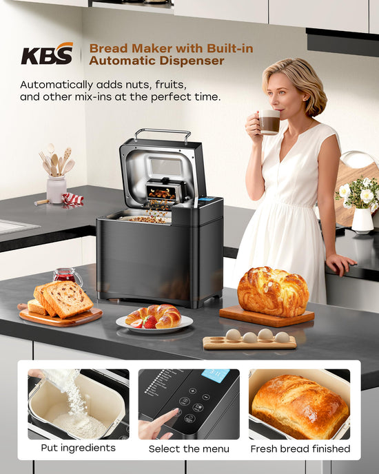 KBS bread making machine — 17-in-1 with dual heaters and stainless steel design