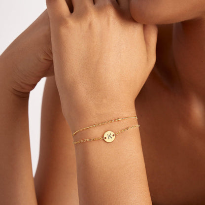 JNZSSWHJJH bracelet — 18K gold plated initial letter charm bracelet